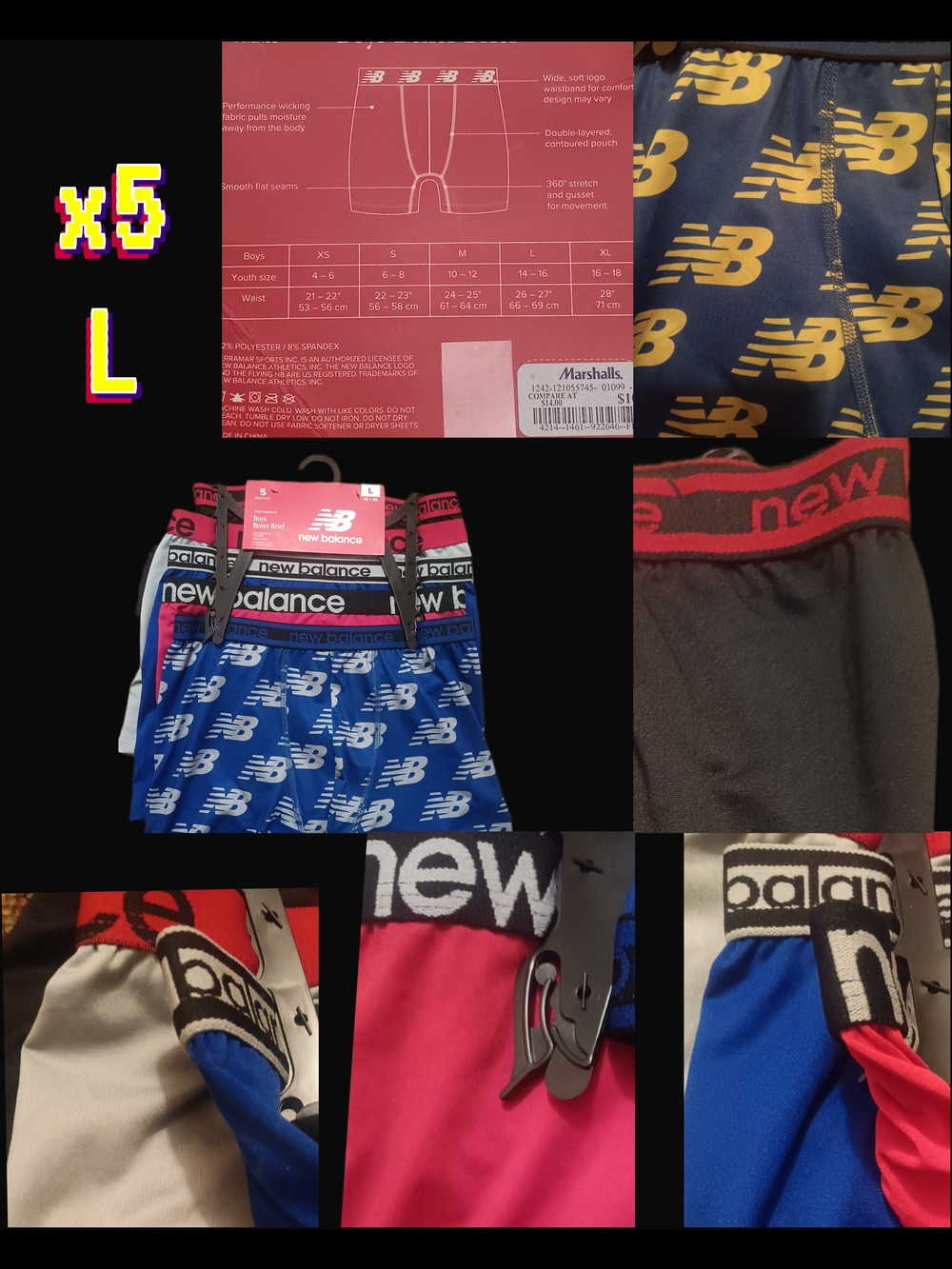 New Balance Men's Boxer Briefs 5-Pack in Blue, Pink, Black